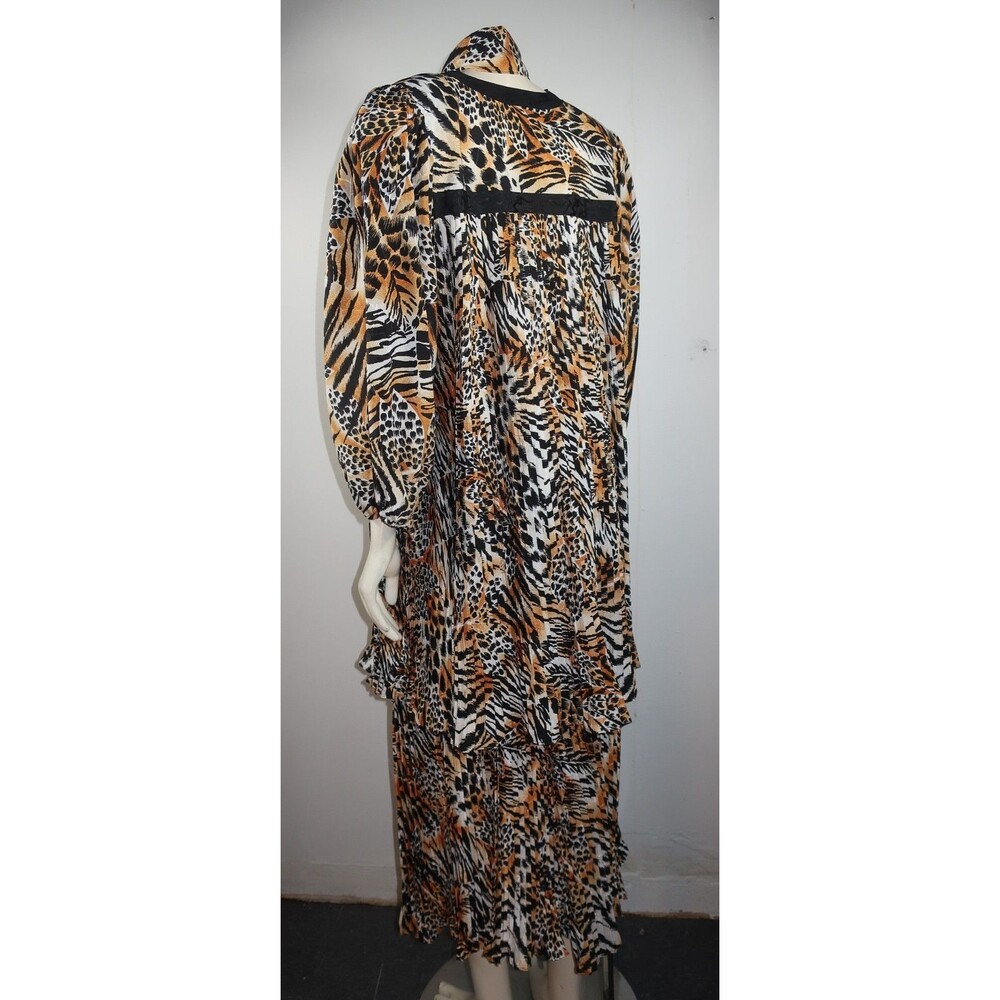 VTG Diane Freis Animal Print Cheetah Dress 3 Pc Set Blouse Skirt Georgette L/XL - Picture 8 of 16
